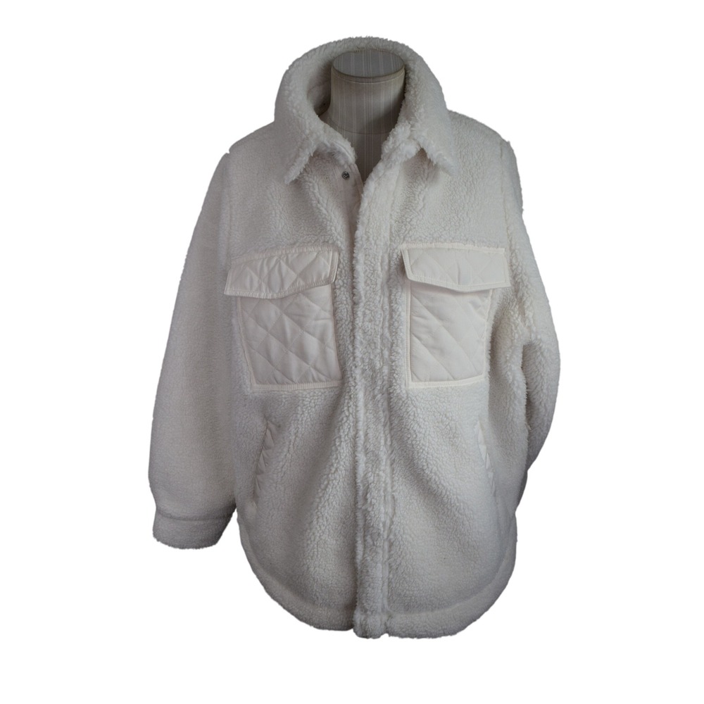 Alo Yoga Edge Sherpa Shacket XS Ivory Quilted Jacket Womens Snap